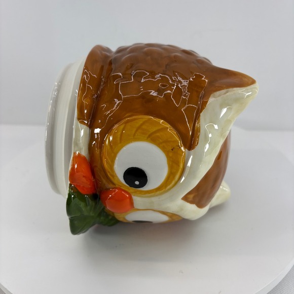 David's Cookies Ceramic Owl Cookie Jar with Pumpkin Autumn Fall Decor - Picture 8 of 9